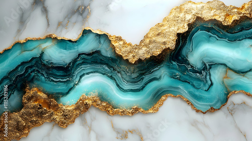 Teal & Gold Marble: Abstrac...