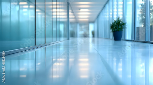 Modern Office Corridor: Gla...
