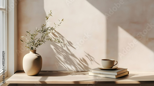 Serene Still Life: Beige Va...