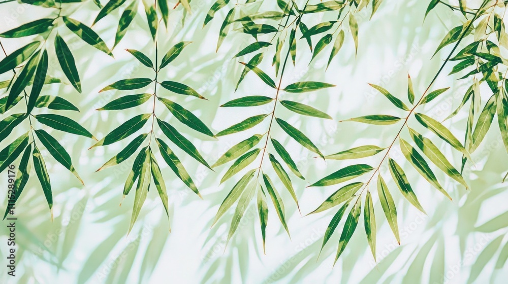 Fototapeta premium Sunlight Filtering Through Lush Green Leaves: A Botanical Still Life