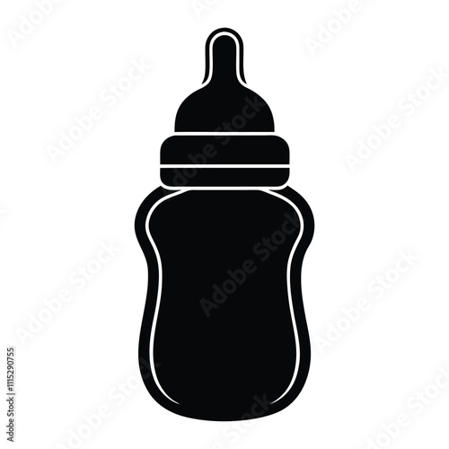 baby bottle icon silhouette white background.