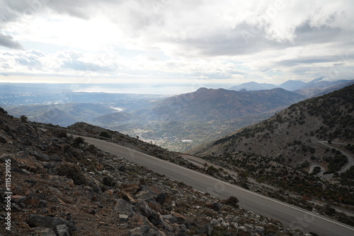 panorama from Rouvas gorges and mountain roads , Crete photo