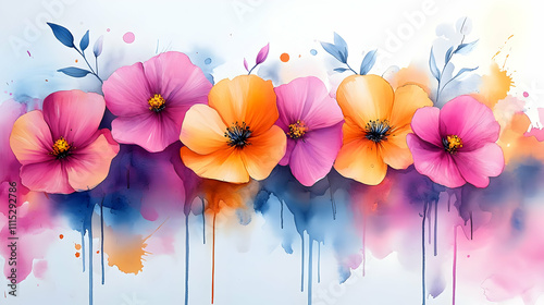 Vibrant Watercolor Flowers ...