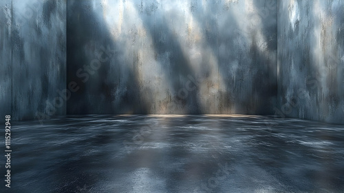 Grungy Concrete Room: Textures, Shadows, Industrial Design