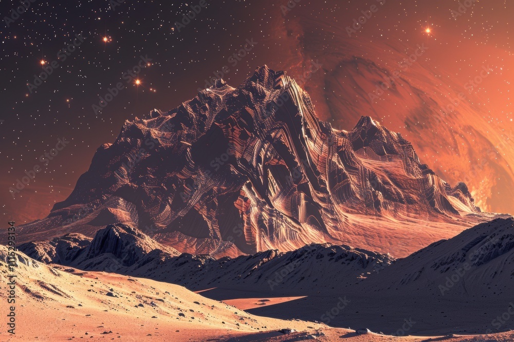 Obraz premium A breathtaking view of majestic red rock formations under the golden light of sunset in a vast desert landscape, showcasing nature's raw beauty in its purest form