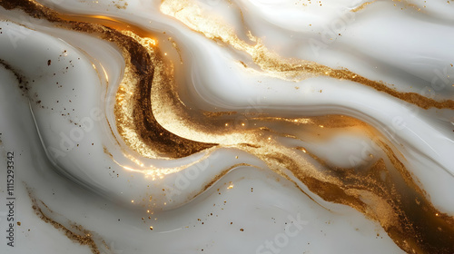 Fluid Gold & White Marble A...
