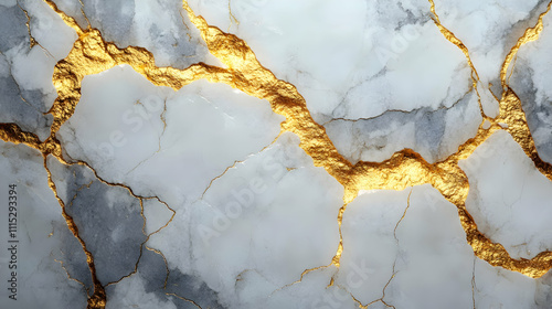 Gray Marble with Golden Cra...