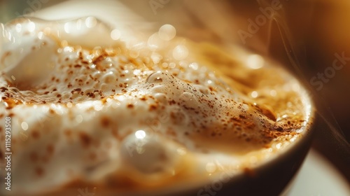 Elegant close-up of a cappuccino topped with