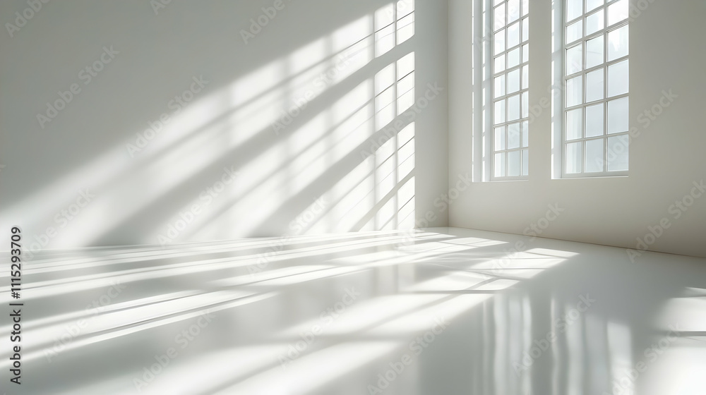 Sunlight Streams Through Windows in Empty Room