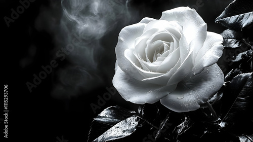 White Rose Blooms: Dewdrops...