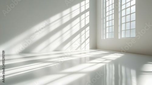 Sunlight Streams Through Windows in Empty Room