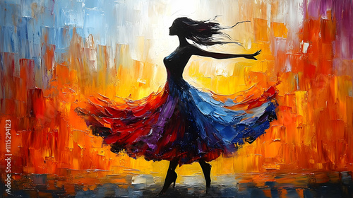 Woman Dances in Vibrant Sun...
