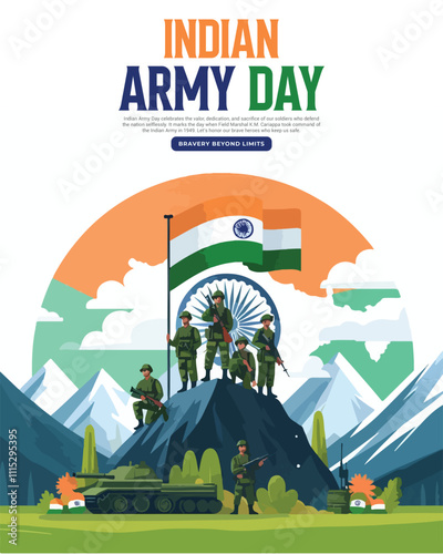 Indian Army Day Celebration Social media post template banner