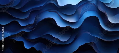 Modern Blue Abstract Design with Wavy Layers. photo