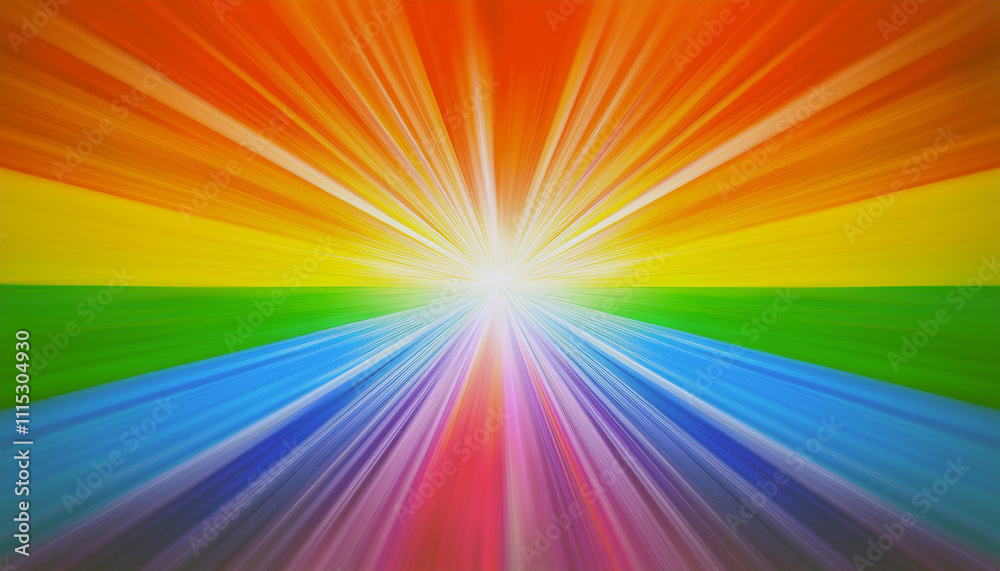 Fototapeta premium Vibrant Rainbow Burst Colorful Rays Speed Light Energy Background