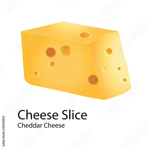 Cheese Slice Cheddar Cheese Illustration vector based drawing on whtie background Vol 01