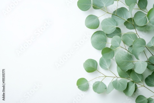 Eucalyptus corner border on white