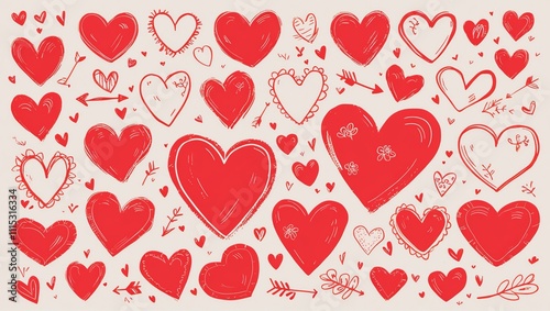 seamless pattern with red hearts