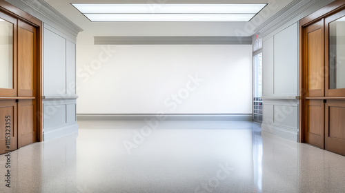 Wallpaper Mural Bright and spacious hallway with wooden doors in a modern building Torontodigital.ca