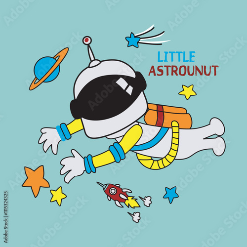 little astronaut design cartoon vector illustration