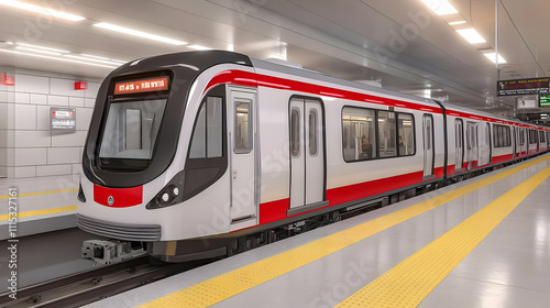Modern Train in Subway Station - 3D Illustration