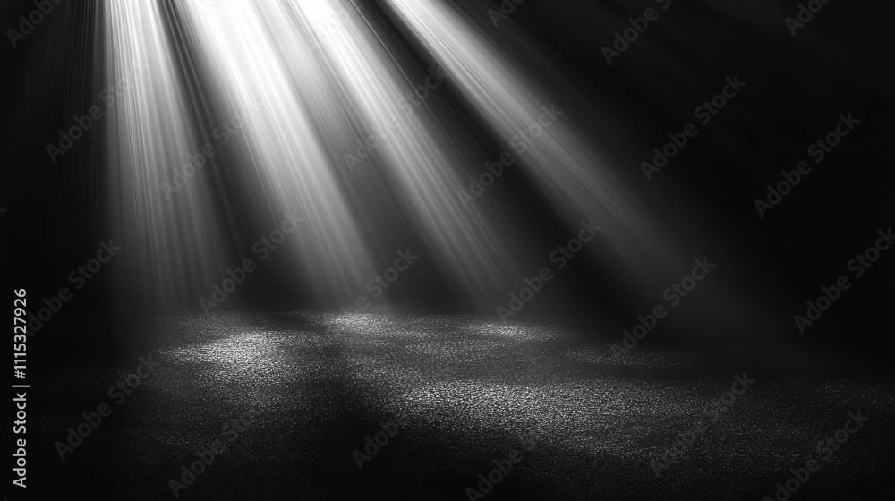 White light rays with a glow effect on a transparent black background