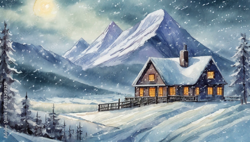 Fototapeta premium Winter atmospheric landscape. Christmas background