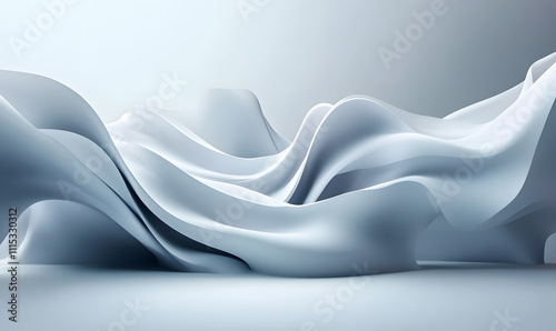 High quality simple abstract style silk mesh bubbles 3D rendering, the main color is white, 3D, abstract, illustration, advertising, wallpaper, background, poster, business, e-commerce, cover