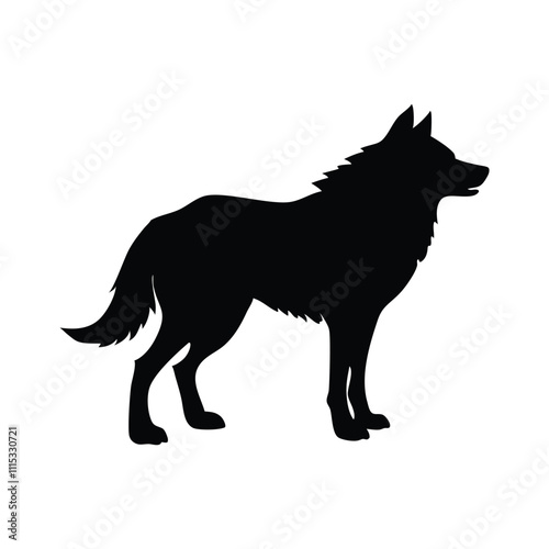 Detailed black silhouette of a wolf, symbolizing strength, wilderness, and freedom. Perfect for wildlife-themed designs and projects.