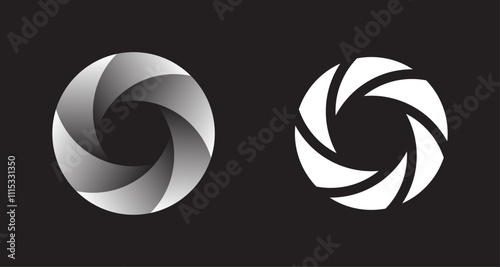 Abstract circular designs isolated on black background. Vector illustration.