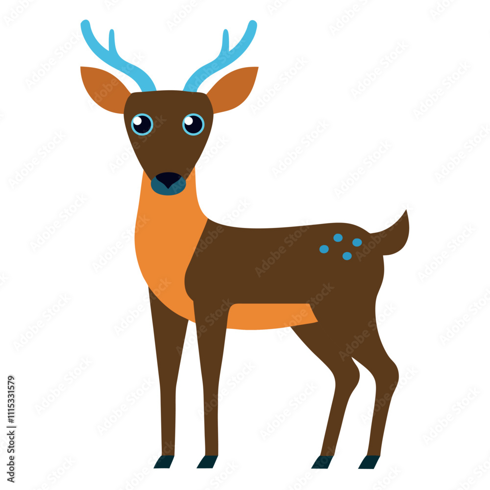 Fototapeta premium Deer with tree icon logo vector illustration.