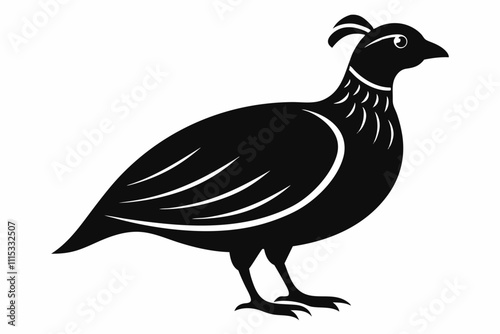 Chukar silhouette vector,Charming Silhouette of Chukar Bird Vector Illustration on white background.