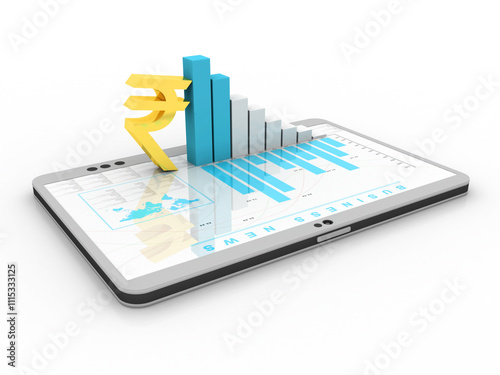 Wallpaper Mural 3d rendering Stock market online business concept. business Graph with indian rupee sign on mobile phone Torontodigital.ca
