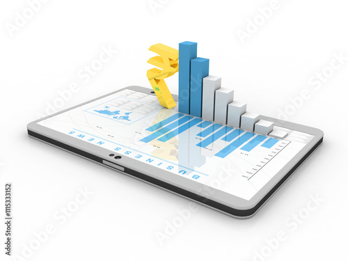 Wallpaper Mural 3d rendering Stock market online business concept. business Graph with indian rupee sign on mobile phone Torontodigital.ca