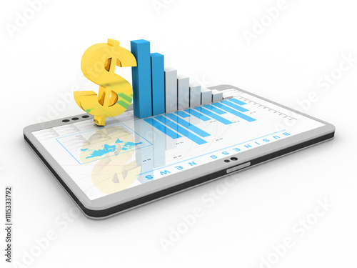 Wallpaper Mural 3d rendering Stock market online business concept. business Graph with dollar sign in mobile phone Torontodigital.ca