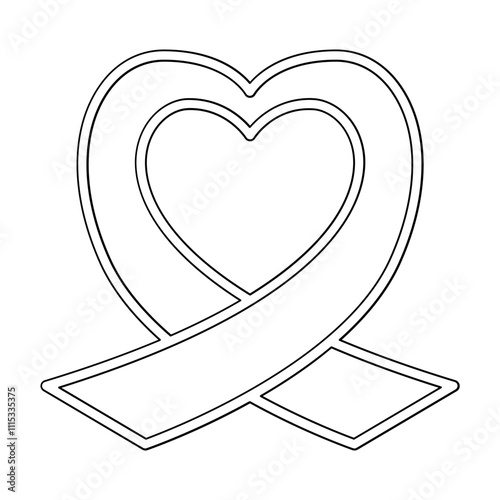 Heart ribbon icon in line style