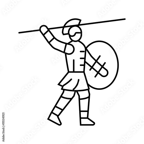 warrior battle spartan roman line icon vector. warrior battle spartan roman sign. isolated contour symbol black illustration