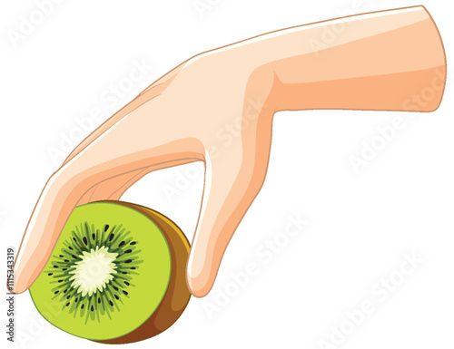 Hand Holding a Fresh Kiwi Slice