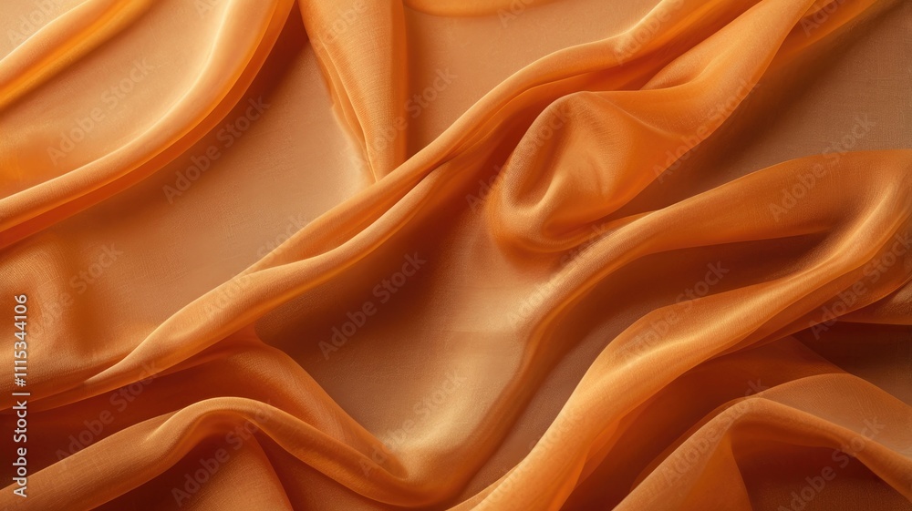 Fototapeta premium Orange color Abstract background of a semitransparent silk fabric