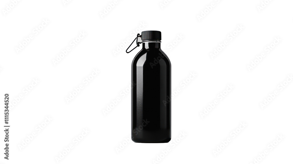 A sleek black water bottle designed for hydration and convenience. A sleek black water bottle designed for hydration and convenience.