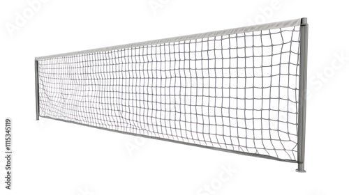 A sports netting structure, typically used in games like tennis or badminton, designed to divide play areas and facilitate gameplay. photo