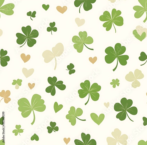 St. Patrick's Day seamless pattern of watercolor shamrocks