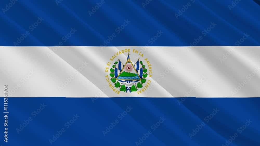 El Salvador Waving Flag, Motion Animation of El Salvador National Flag