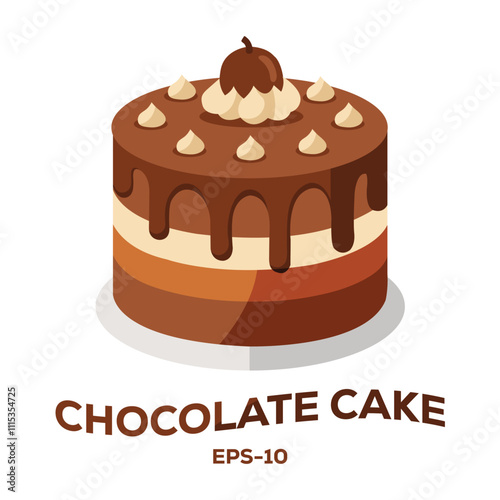 Illustration of Chocolate cake Isolated on white