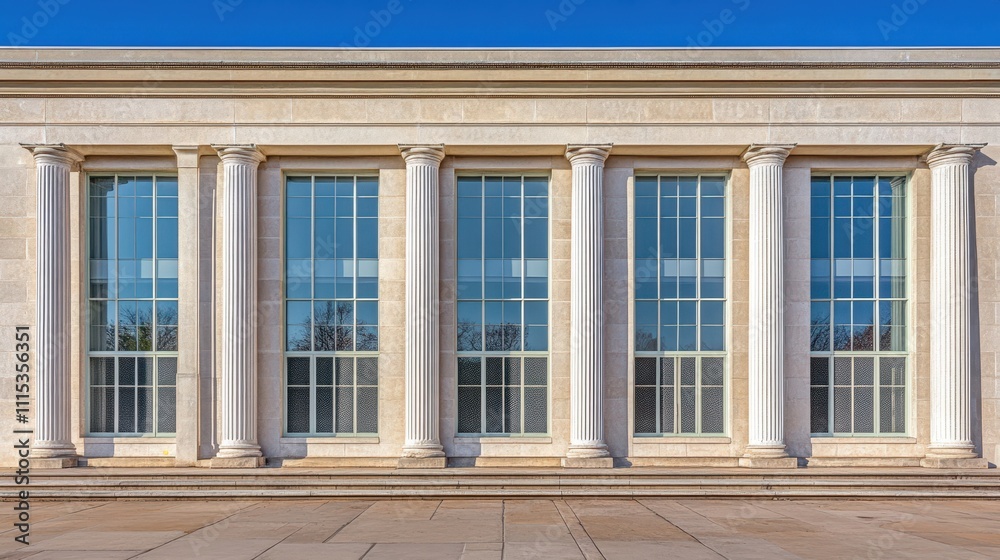 Fototapeta premium Neoclassical Architecture: Majestic Columns and Striking Windows