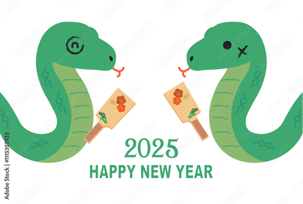 Fototapeta premium 年賀状 2025年 巳年 