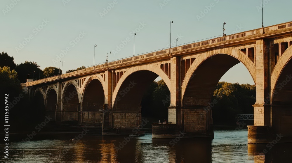 Fototapeta premium Majestic Bridge Spanning Over a Tranquil River