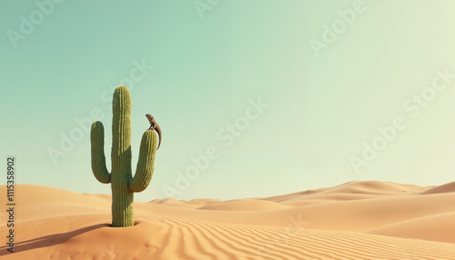 Cactus dweller enjoys the warmth of a sunny day in the desert during World Wildlife Day celebration photo