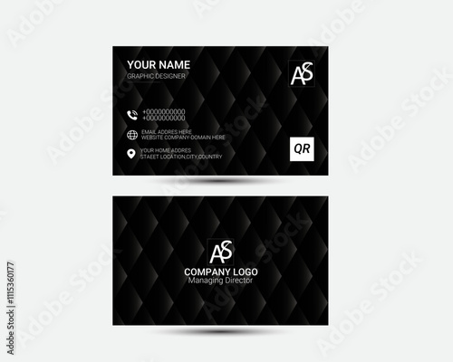 Modern minimalist business card design. Abstract shape with great layer. Luxury dark gradient background. Vector illustration print template.