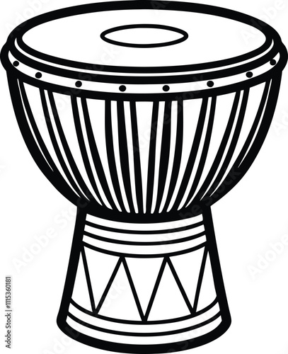 African Bongo Drum Icon - Percussion Instrument Vector Illustration on White Background.